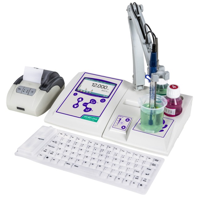 pH 80 Pro DHS kit without pH electrode, cable S7/BNC, temperature probe NT55, with stirrer