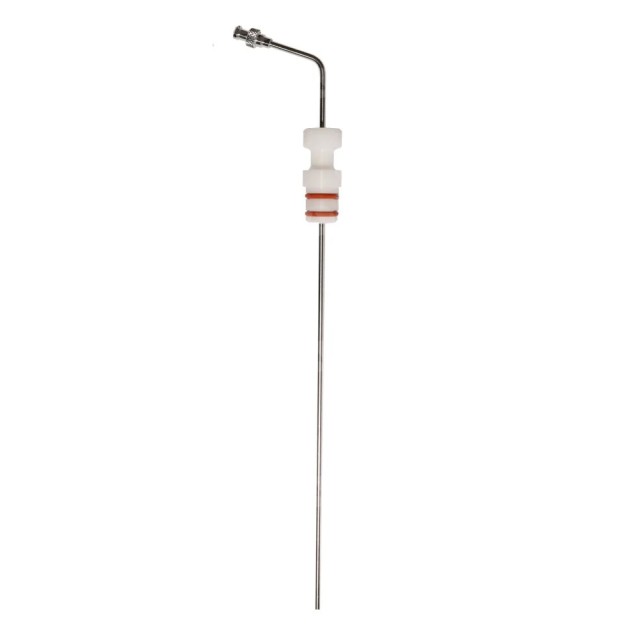 13" (330mm) Bent 316 SS Cannula with SS Luer Lock, Pre-set with stopper at 900mL, Sotax compatible
