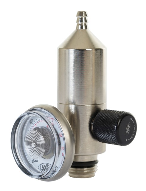 Regulátor tlaku pro 34/58/110L jednorázová tl.láhve, chromovaná mosaz, 0,5 l/m