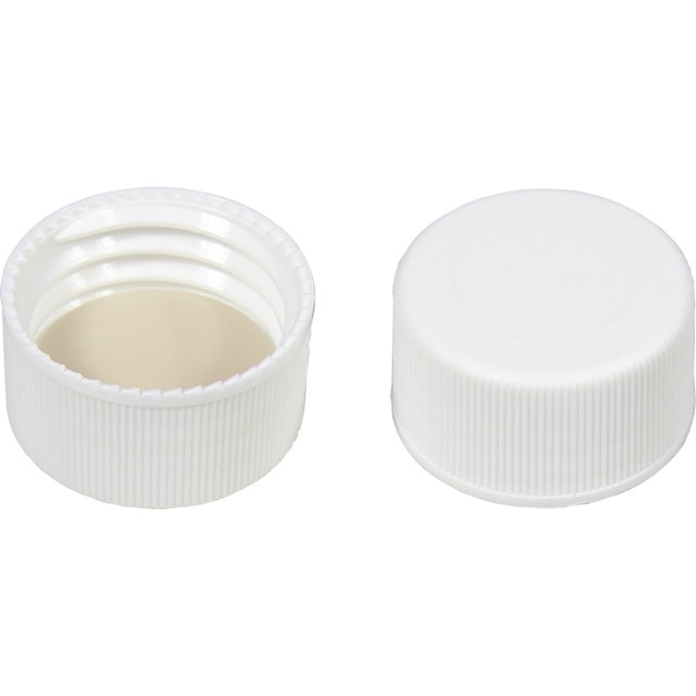 Screw caps white, without hole, septum silicone/PTFE, 100 pcs