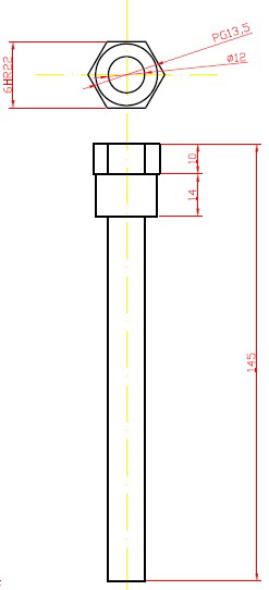 Ucpávka pro senzory PG13,5, délka 120 mm