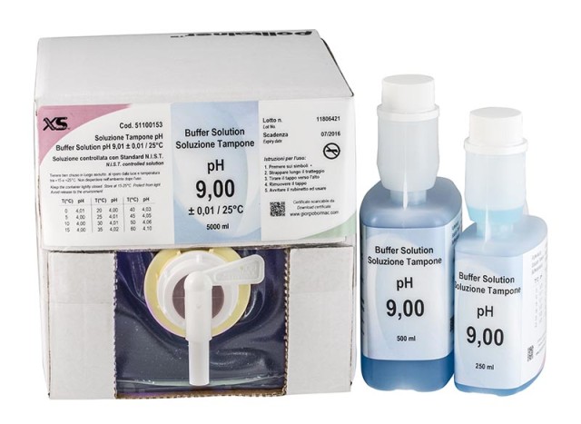 XS Buffer pH 9.00 Blue, N.I.S.T. Certificate, Accuracy: ±0,02 pH, 500ml