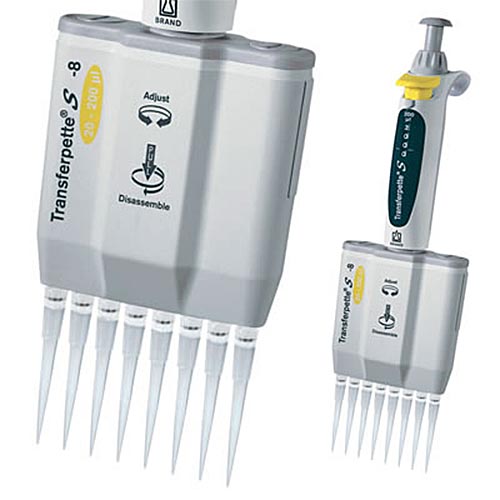 12-channel pipette Transferpette S 20-200 µl, set