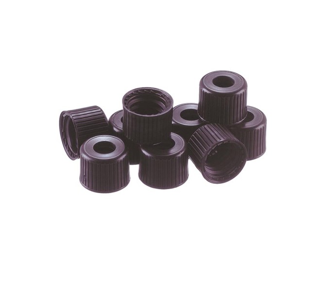 Screw Thread Caps, 13-425, open top, PP, black, empty, 100 pcs