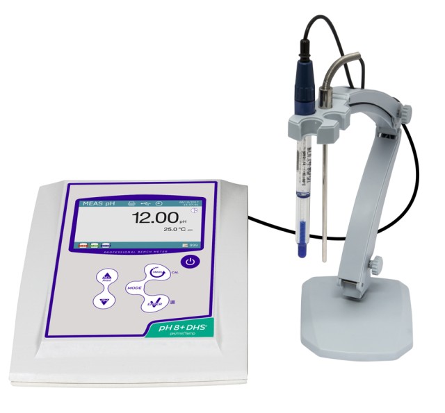 pH 8 Pro DHS kit excl. pH electrode. incl. cable S7/BNC, temperature probe, buffers and electrode holder (excl. mixer)