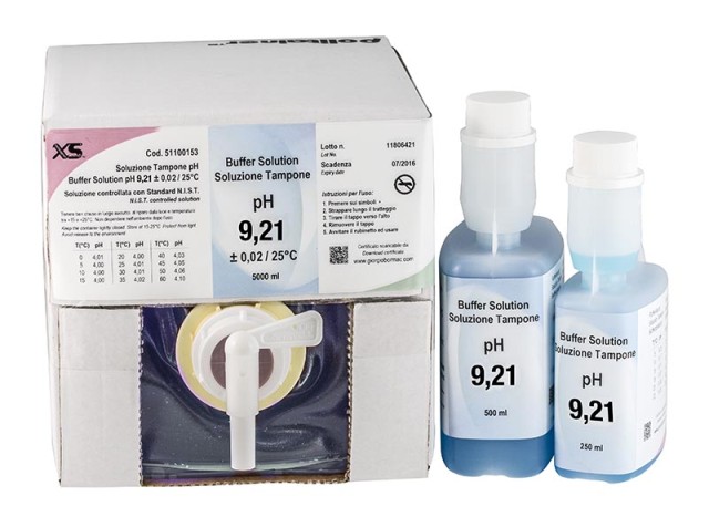 XS Buffer pH 9.21 Blue, N.I.S.T. Certificate, Accuracy: ±0,02 pH, 500ml