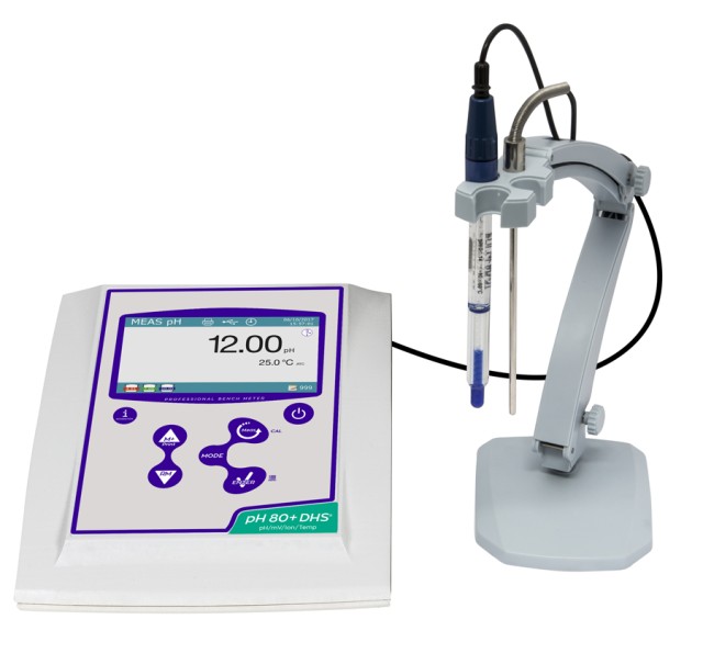 pH 80 Pro DHS kit without pH electrode, cable S7/BNC, temperature probe NT55, without stirrer