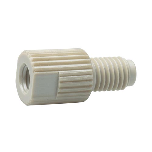 Adapter, PEEK, 10-32 female to 1/4''-28 male