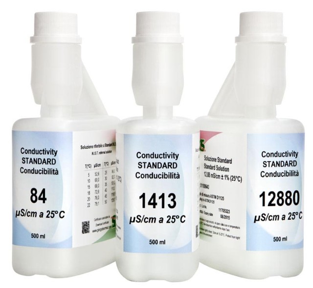 XS Conductivity Standard 1413  µS (25°C) ±1%, N.I.S.T. Certificate, 500ml