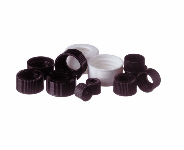 Screw Caps for Sample Vial, 20-400, open top, PP, black, 100/pk