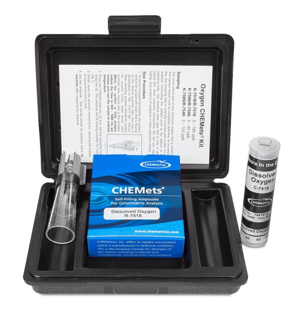 CHEMETS kit Dissolved Oxygen, Range:5-180 ppb