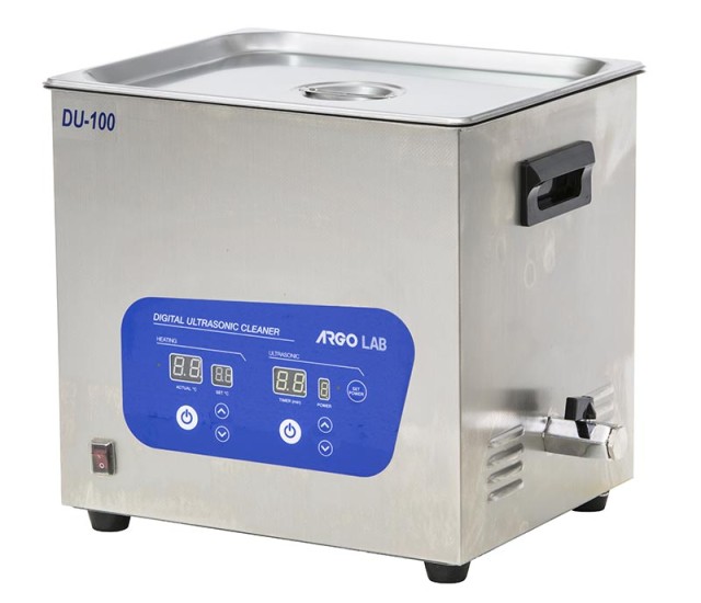 DU-100 Digital ultrasonic cleaner, max capacity 10 L, incl. basket, lid and drain valve