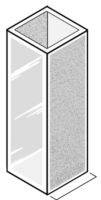 Square cuvette, optical glass, 10mm. Set of 4 pcs
