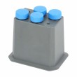 Blok pre 4 kónické skúmavky 50 ml, 102 × 145 × 122 mm, priemer otvoru 30 mm, hĺbka 100,9 mm