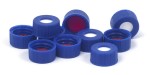 Modrá šroubovací víčka se septy PTFE/silikon/PTFE 1000ks
